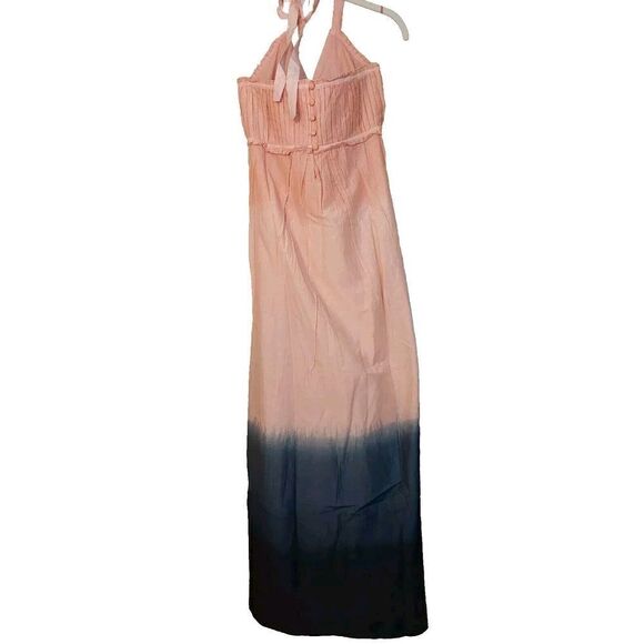 NWT St Roche Dream Maxi Halter Dress Pink Black Cotton/Silk Hand Dyed Sz 2 $485 - Picture 9 of 13